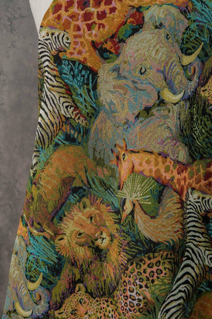 Jacquard Fabric: Wild Animals Zoo Pattern - Autumn Winter Upholstery
