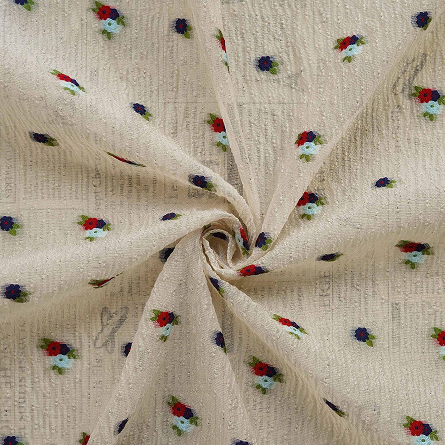 Floral Embossed Jacquard Fabric: Sheer Three-Color Upholstery, Sewing - 53"W