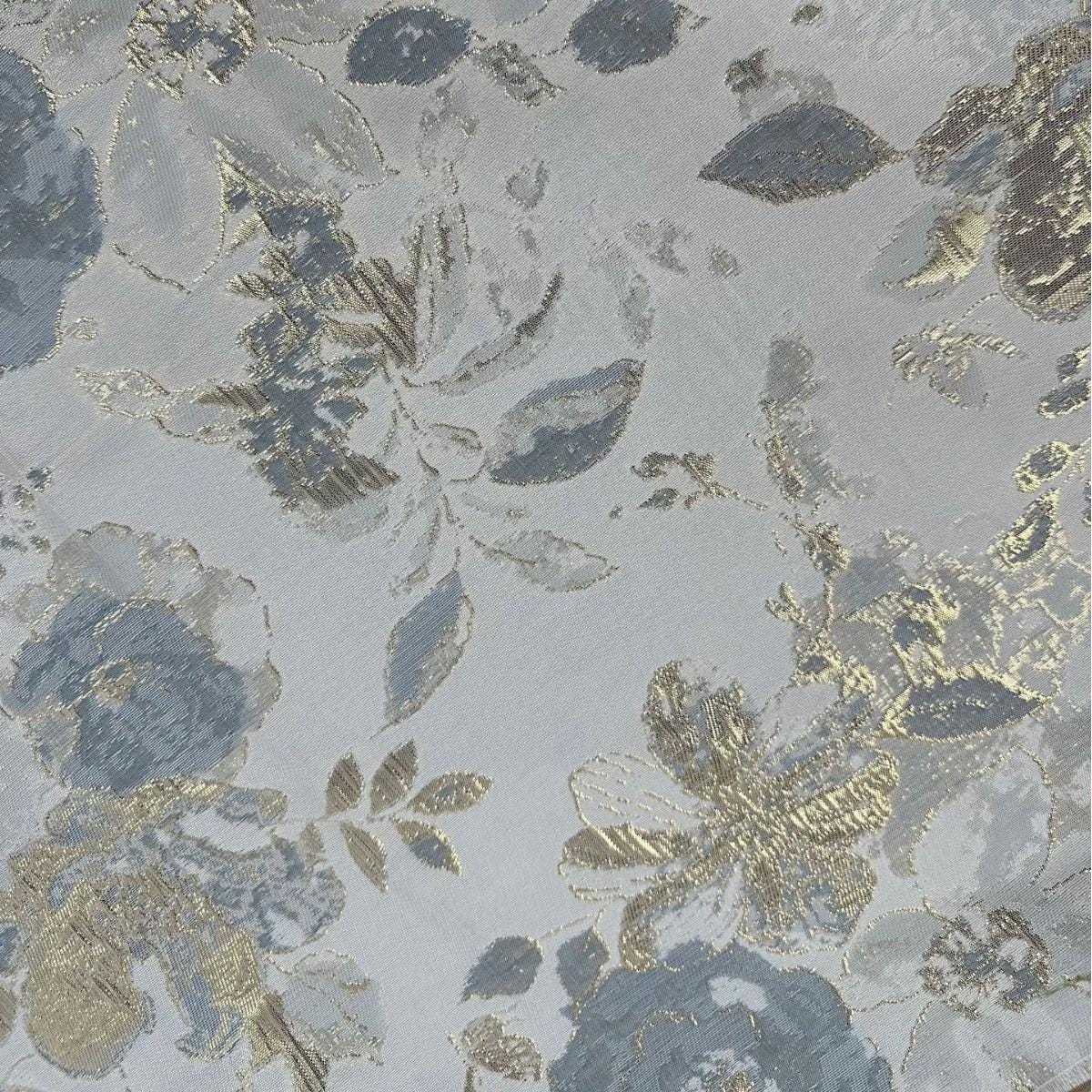 Tissu jacquard floral avec fil doré ��� Tissu de couture tissé couleur" Large