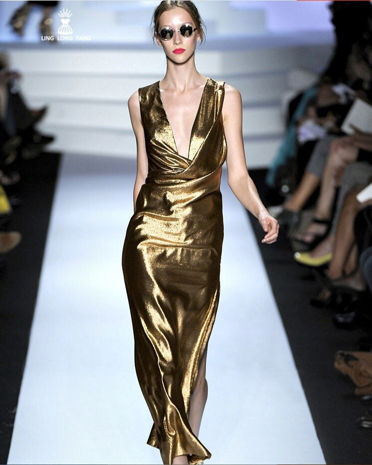 Metallic Gold Faux Leather Fabric: 4-Way Stretch, 56" Wide, Costume Decor