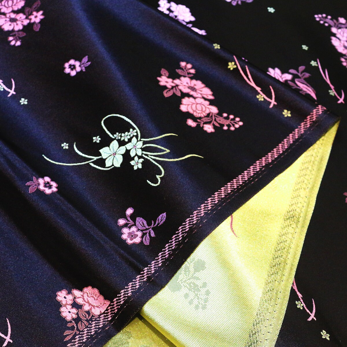 Black Floral Brocade Fabric: 29.5"W Rayon Textiles, Upholstery & Drapery - By The Meter