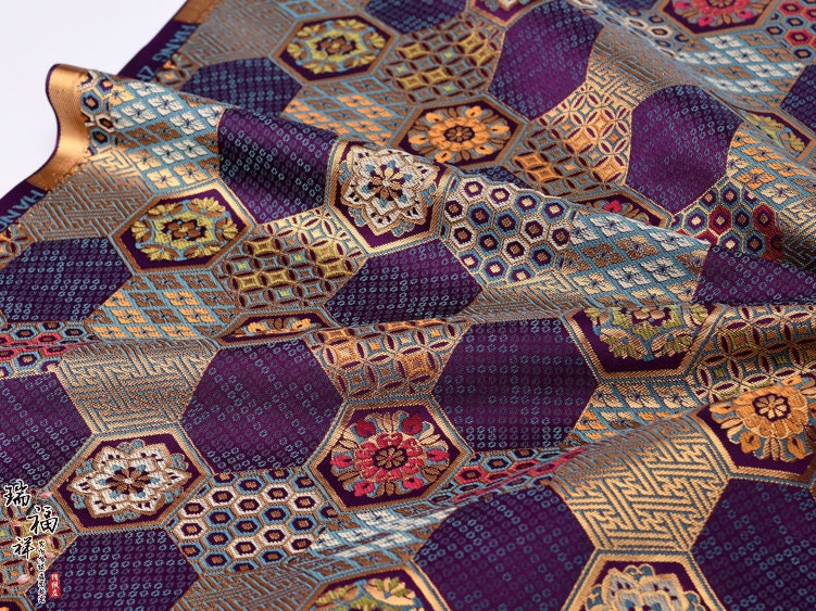 Handmade Embroidered Brocade Fabric: Tibetan Robes, Shrines (29.5"W)