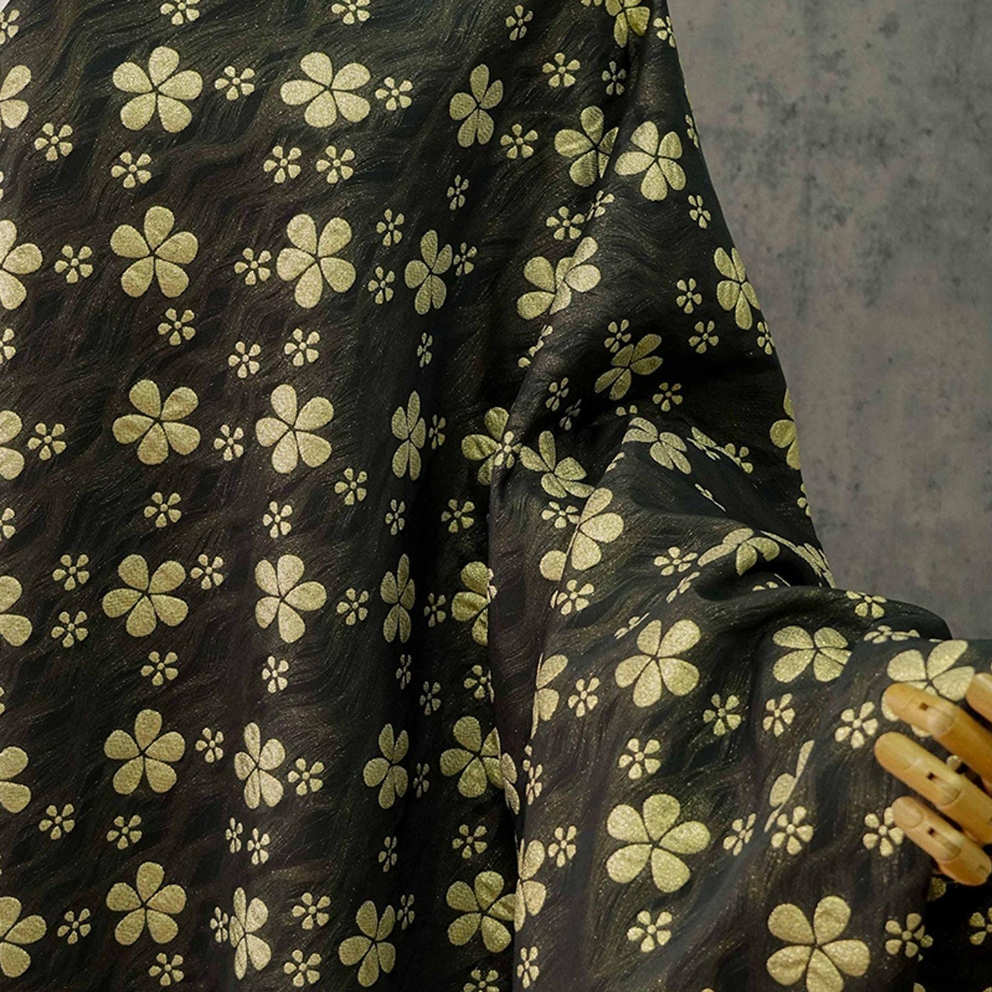 Gilded Flower Jacquard Woven Fabric: Embossed Gold Thread, 56" Wide