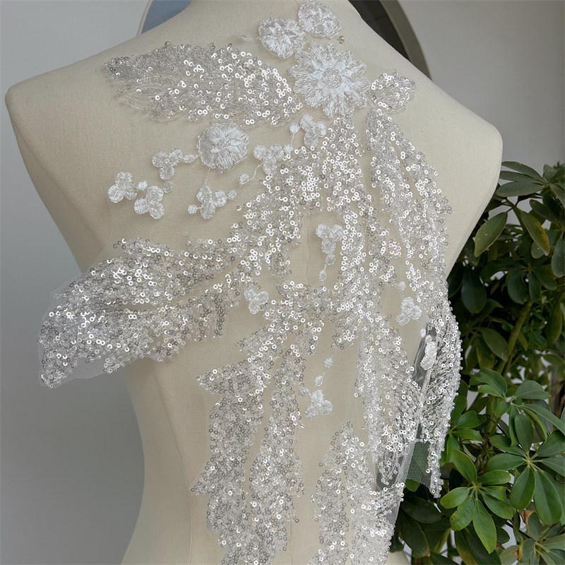 Sequin Embroidered Lace Trim: Bridal Wedding Dress Accessory
