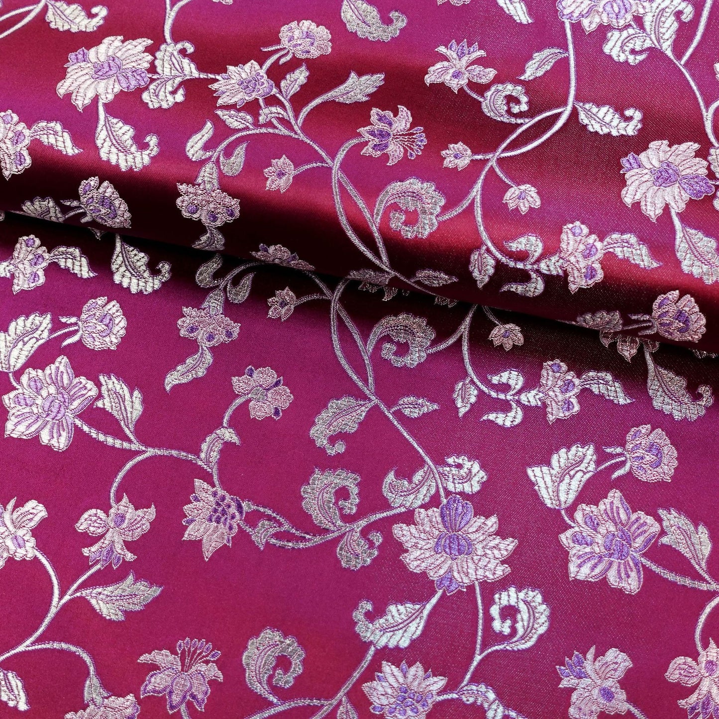 Floral Brocade Fabric: Rayon Nylon Blend, 45" Wide