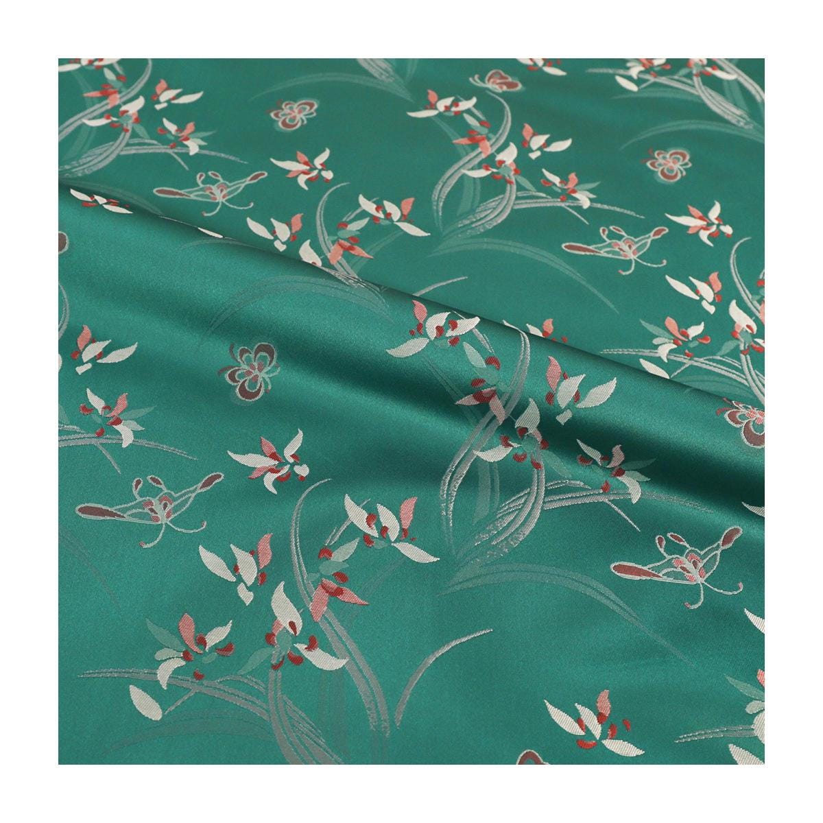 Orchid Butterfly Brocade Satin Fabric: 59" Wide Chinese Style