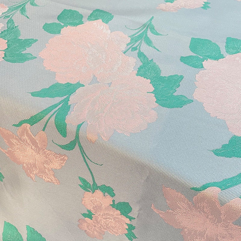 Pink 3D Flower Jacquard Fabric: Upholstery, Costume, & Handbag Sewing - 57" Wide