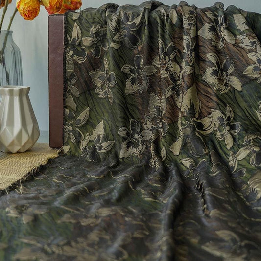 Gold Thread Jacquard Fabric: 3D Flower Design, Upholstery & Costume