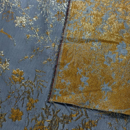 Burnt Orange Gold Thread Jacquard Fabric: 52" Wide Cotton Blend