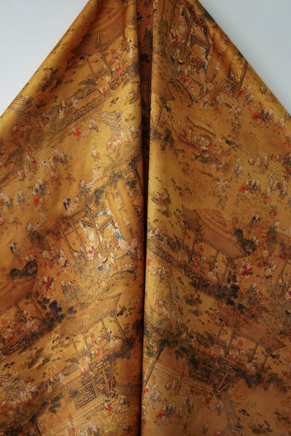 Children Playing Print Satin Fabric - 55"W Sewing & Upholstery