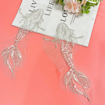 Mermaid Sequined Embroidered Trim: Light Ivory Bridal Veil, DIY Accessories