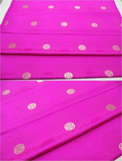 Chinese Fu Brocade Fabric: Floral Jacquard Satin, 29.5"W