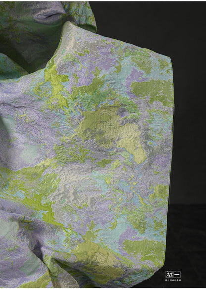 Gold Thread Jacquard Fabric: 3D Oil Painting Texture, 62" Wide