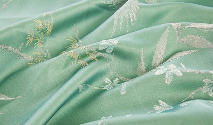 Oriental Crane Brocade Jacquard Fabric: 57"W Damask Polyester