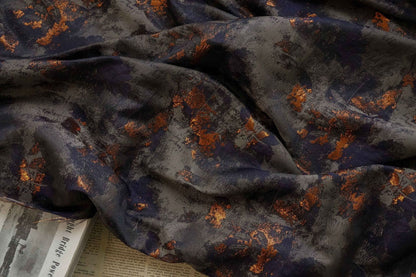 Galaxy Jacquard Fabric: Dark Blue Oil Painting Style, 62" Wide