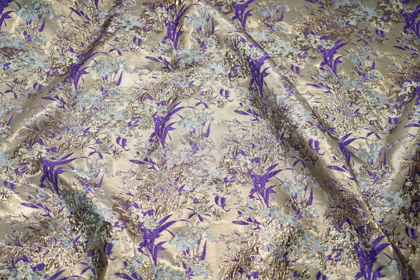 Gold Thread Floral Jacquard Fabric: 3D Texture Upholstery, Prom Dress Sewing (59" W)
