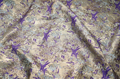 Gold Thread Floral Jacquard Fabric: 3D Texture Upholstery, Prom Dress Sewing (59" W)