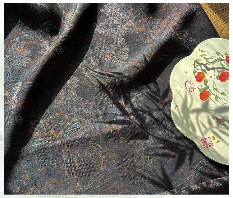Floral Print Satin Tea Silk Fabric | Ash Gray, 59" Wide