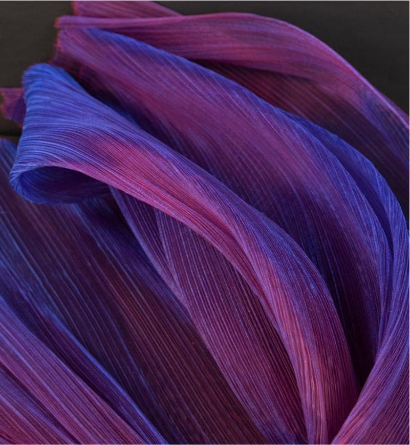 Pleated Gradient Organza Fabric, Two Tone Mesh, 55"W