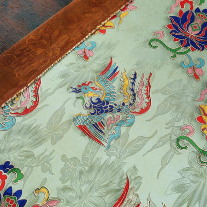Tissu brocart de soie Phoenix & Lotus : Cheongsam vert clair, costume Tang, Hanfu