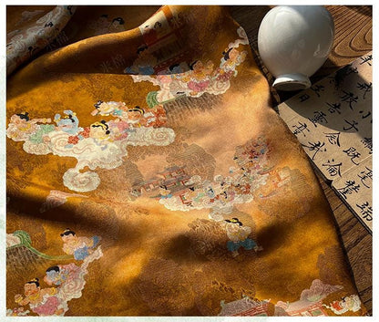 Jacquard Xiangyun Rayon Silk Fabric, Xianque Spring"W