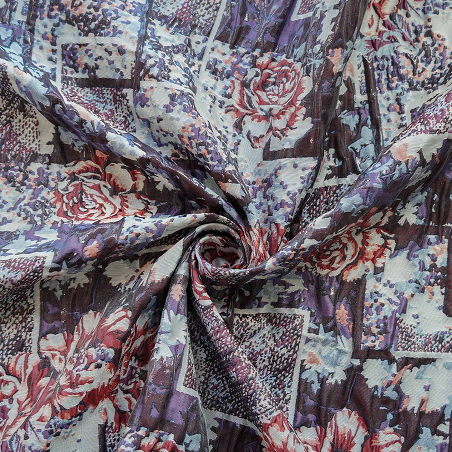 Rose Pattern Jacquard Fabric: Gold Thread Designer Fabric, 55" Wide