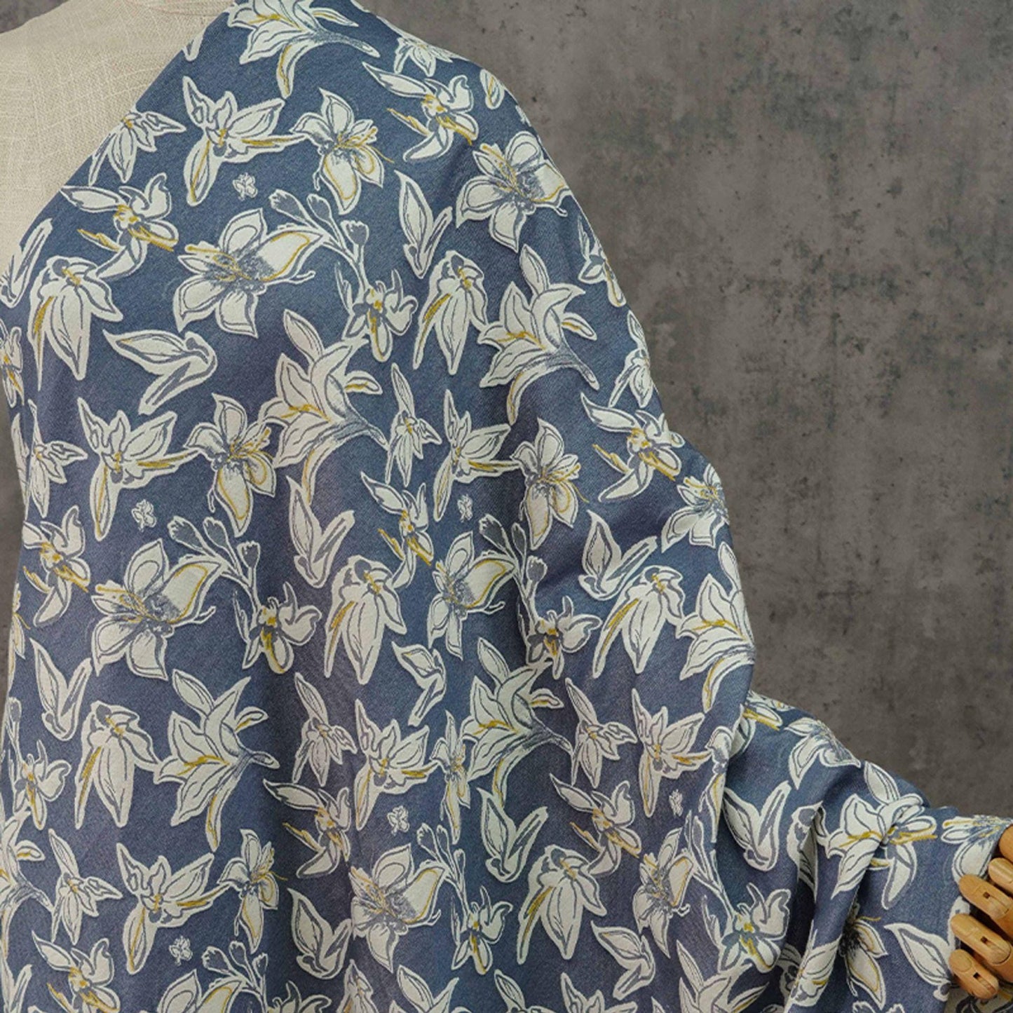 Jacquard Denim Fabric: 3D Reverse Design, Upholstery Sewing Material, 52"