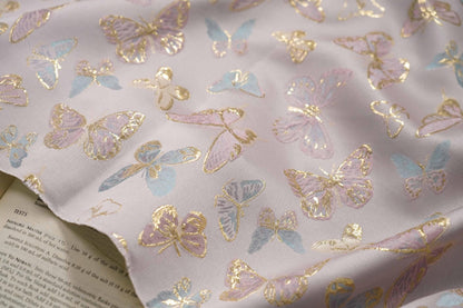 Gold Thread Butterfly Jacquard Fabric: 59" Wide, Rayon Blend