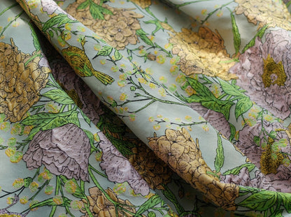 Embossed Jacquard Fabric: 3D Birds and Flowers, 55" Wide