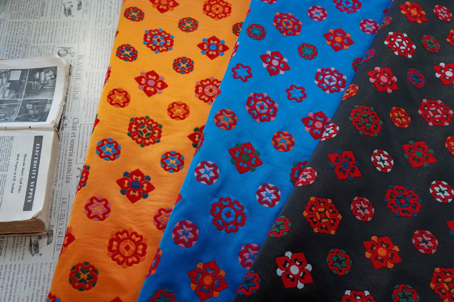 Floral Brocade Fabric ��� Bao Xiang Style Sewing Materi" Wide