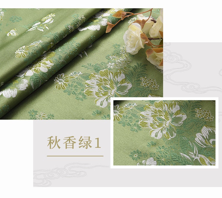 Peony Jacquard Brocade Fabric: Chinese Damask, 59" Wide