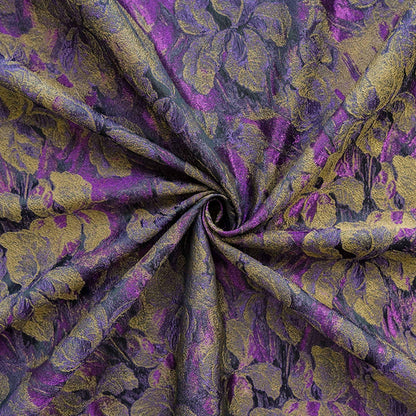 Floral Jacquard Fabric | Purple Abstract Woven Upholstery, 63"W