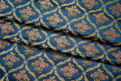 Tissu jacquard à fil doré : motif floral 3D pour ameublement, confection de robes de bal - 140 cm de large