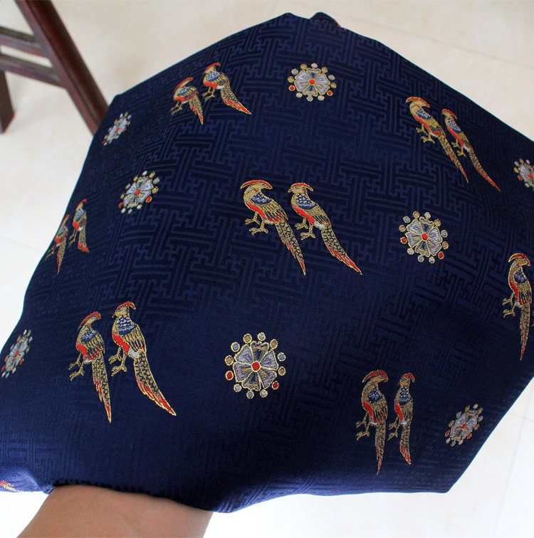 Queen Zhai Bird Brocade Fabric: 57"W Chinese Damask