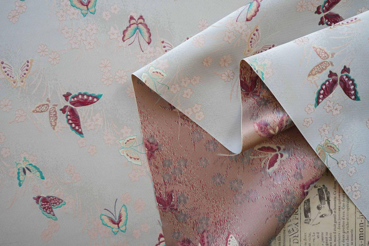 Butterfly Jacquard Brocade Fabric: Japanese Style Damask (By The Meter)