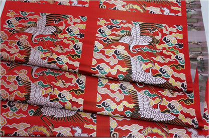 Crane Brocade Fabric: Colorful Asian Decor Fabric