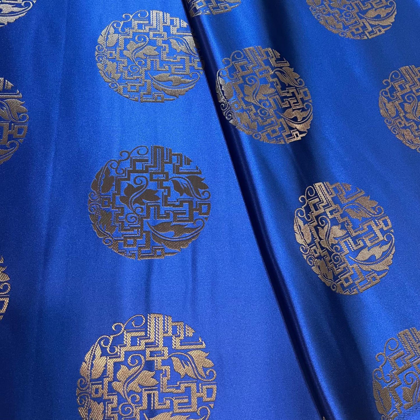 Tissu brocart de soie : style mongol-tibétain, 147 cm de large - Costume, Décoration