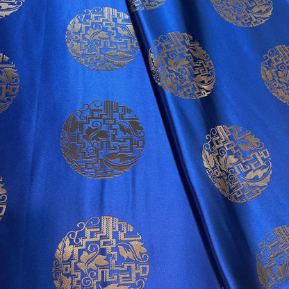 Tissu brocart de soie : style mongol-tibétain, 147 cm de large - Costume, Décoration