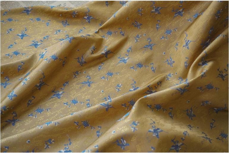 Gold Thread Jacquard Fabric: 3D Oil Painting Texture, 55" Wide
