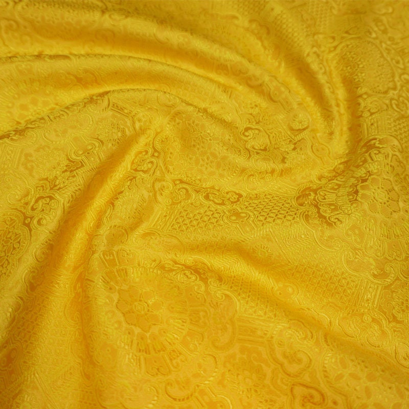Gold Jacquard Fabric: Tortoise Bone Pattern, Silk Rayon Blend