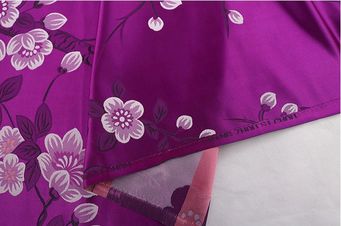 Plum Blossom Brocade Fabric: Chinese Jacquard Silk Rayon Blend