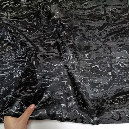 Blue & Black 3D Texture Jacquard Fabric: 66" Wide Polyester Blend