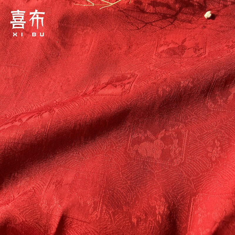 Rabbit Jacquard Silk Satin Fabric: Retro Chinese Pattern Upholstery, Sewing, Qipao