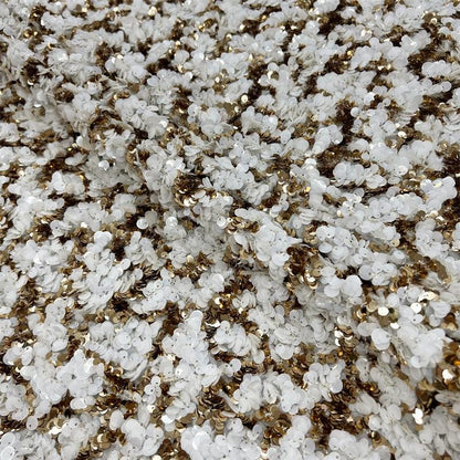 Gold Sequin Lace Fabric | Cream Embroidered Tulle, Bridal Dress, 51" W