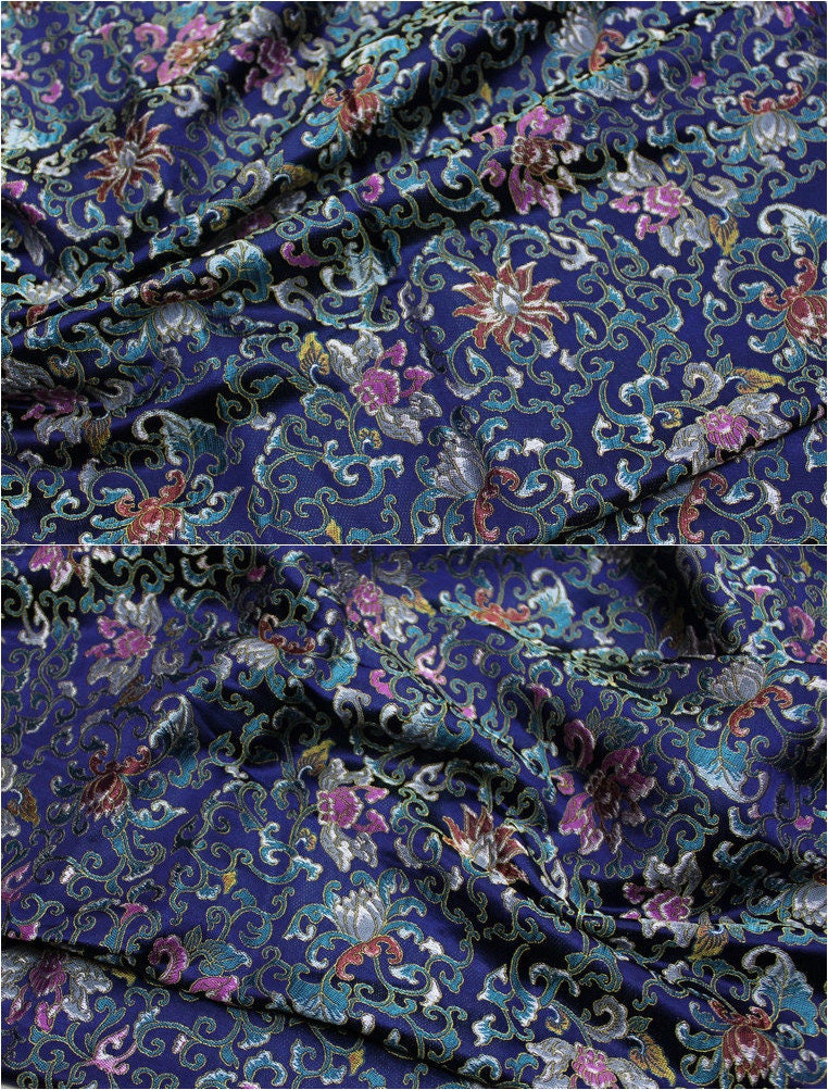 Chinese Brocade Fabric: Handmade Silk Rayon Blend, 55" Wide