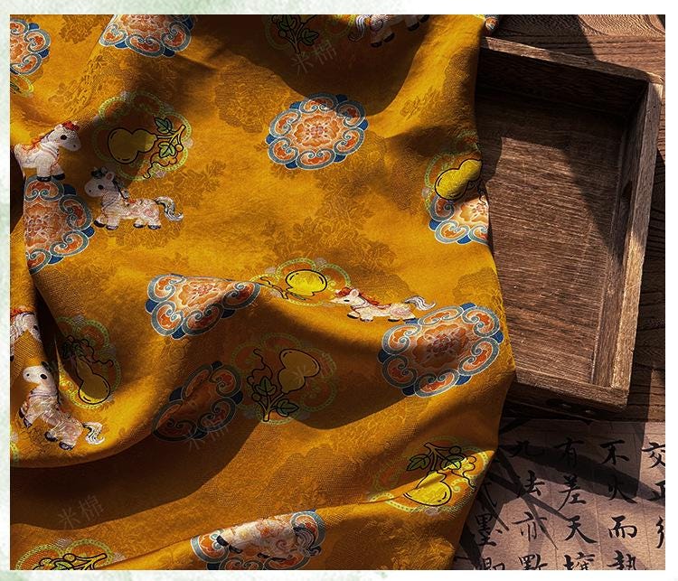 Horse Jacquard Rayon Fabric ��� Fortune & Prosperity Xiangyun Pri"W