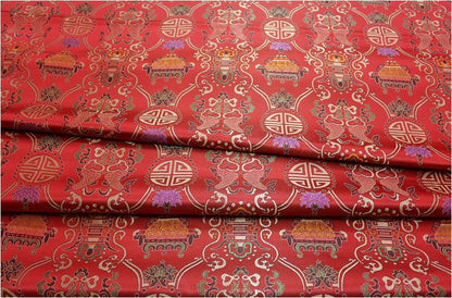 Pisces Double Fish Silk Brocade Fabric: 35"W Cheongsam Material