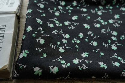 Green Floral Black Jacquard Fabric: Rayon Blend Upholstery, 59" Wide