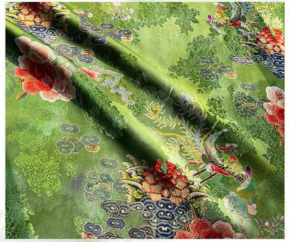 Rayon Silk Jacquard Xiangyun Fabric ��� Handmade Bisha Cuiyu Traditional Chinese Textile for Dress, Qipao, Craft, Sewi"W
