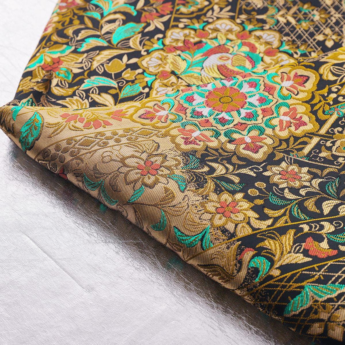Luxury Brocade Jacquard Satin Fabric: Gold Woven Chinese Yun Brocade